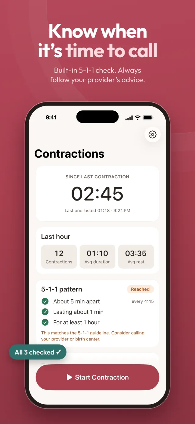 Last-hour summary and 5-1-1 pattern card with all three checks met