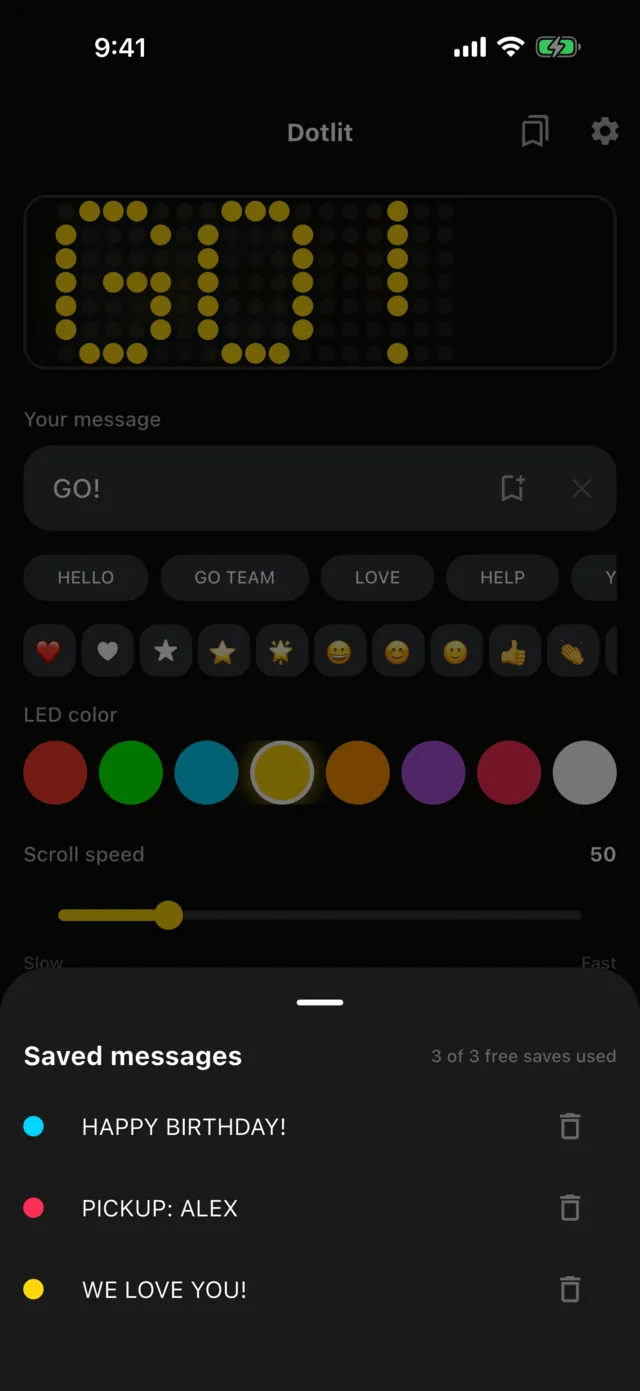 Saved messages ready to bring back in one tap