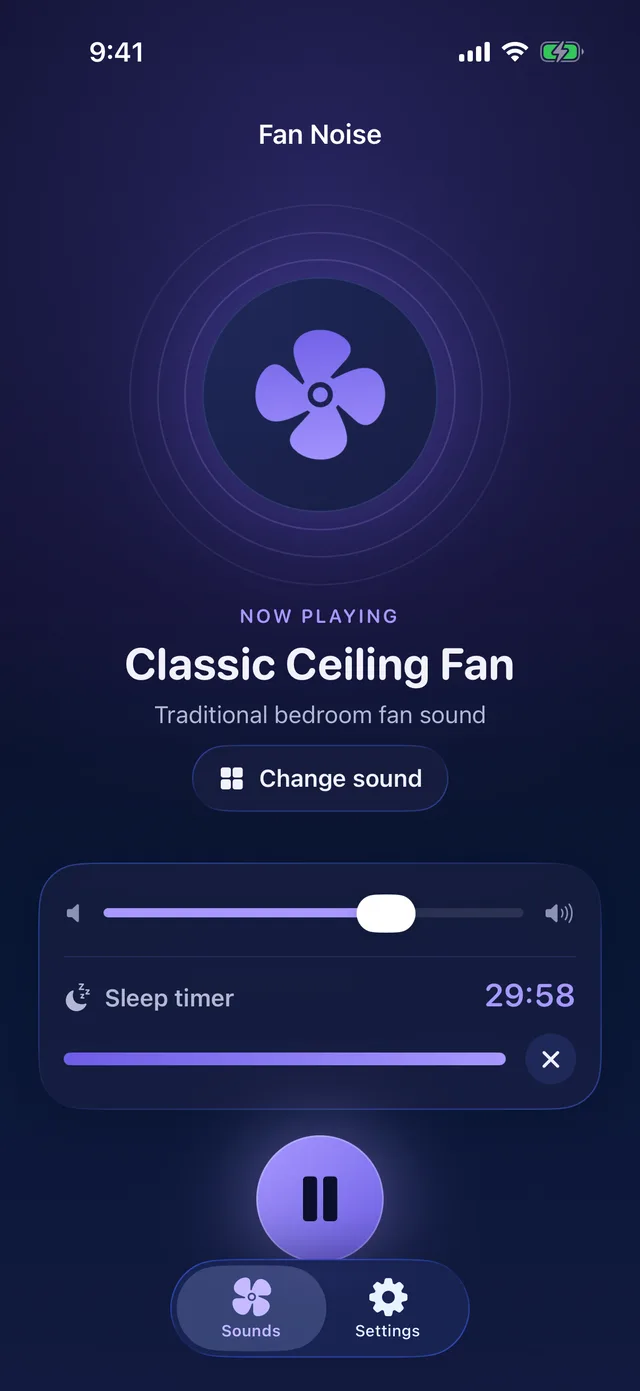 Classic Ceiling Fan playing with a sleep timer counting down